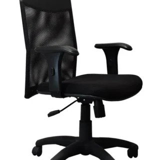 Cadeira de Escritório Presidente em Tela Preta Articulada